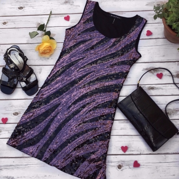 Black Purple Sequins Party Dress by Day and Night